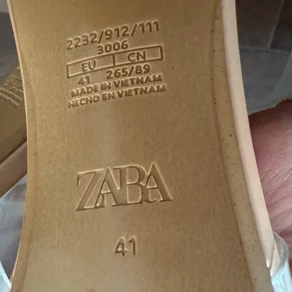 Zara Women's Tan Heeled Shoes clear with Crystal Embellishment sling back - Picture 4 of 6